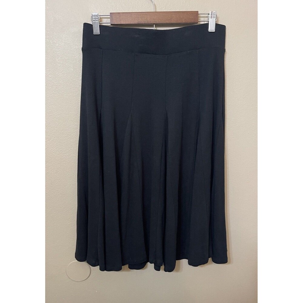 Talbots Knit Pleated Midi  Skirt Womens Size SM  Black Swing Skirt Classic Fall